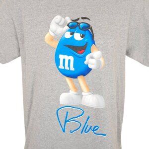 Blue M&Ms T Shirt Mens Size Medium Gray Snack Tee Candy